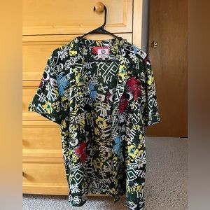 Graffiti print oversized button up (L)